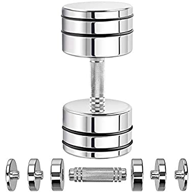 Northdeer Steel Dumbbell Adjustable 25kg Single (Ultracompact Men Chrome Dumbbell with Knurled Handle Home Gym Workout (1×25kg))