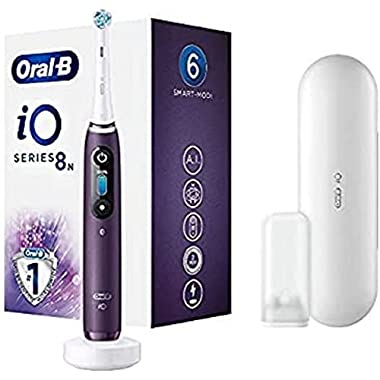 Oral-B iO Series 8 Electric Toothbrush/Electric Toothbrush, 6 Cleaning Modes for Dental Care, Magnetic Technology, Colour Display & Travel Case, Gift Man / Women, Violet Ammrine