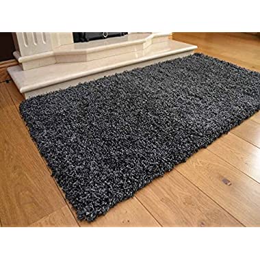 Soft Touch Shaggy Charcoal Thick Luxurious Soft 5 cm Dense Pile Rug. Available In 7 Sizes (80 cm x 150 cm)
