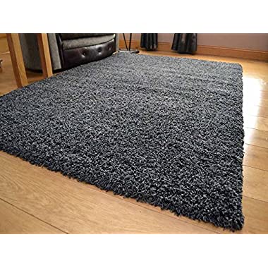 Soft Touch Shaggy Charcoal Thick Luxurious Soft 5 cm Dense Pile Rug. Available In 7 Sizes (160 cm x 220 cm)