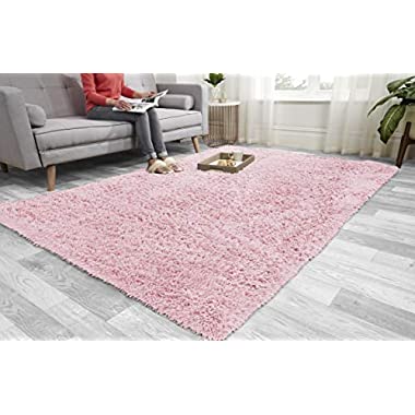Super Soft FLUFFY Shaggy Rug Anti-Slip Carpet Mat Living Room Large Area Rugs Modern Floor Bedroom Extra Large Size Non Shedding (Pink, 120cm x 170cm (4ft x 5.6ft))