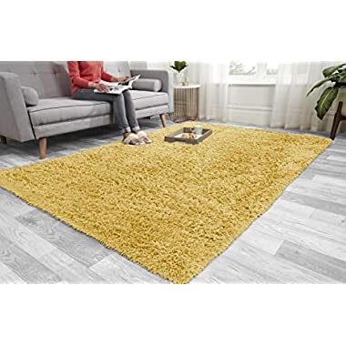Super Soft FLUFFY Shaggy Rug Anti-Slip Carpet Mat Living Room Large Area Rugs Modern Floor Bedroom Extra Large Size Non Shedding (Ochre Yellow, 120cm x 170cm (4ft x 5.6ft))